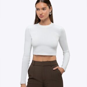 Cuts Clothing Tomboy Long Sleeve Cropped White Size Small